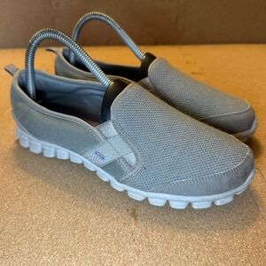 Skechers Sport Womens Size 8 Gray Mesh Shimmer Slip On Walking Sneakers SN22192S